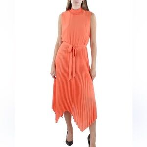 Nanette Nanette Lepore Women's Georgette Sharkbite Hem Orange Maxi Dress